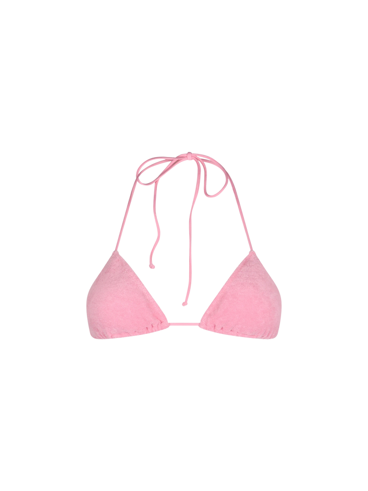 Woman pink terry triangle top swimsuit Leah