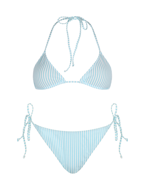 Woman seersucker striped triangle bikini Leah Virgo - MC2 Saint Barth