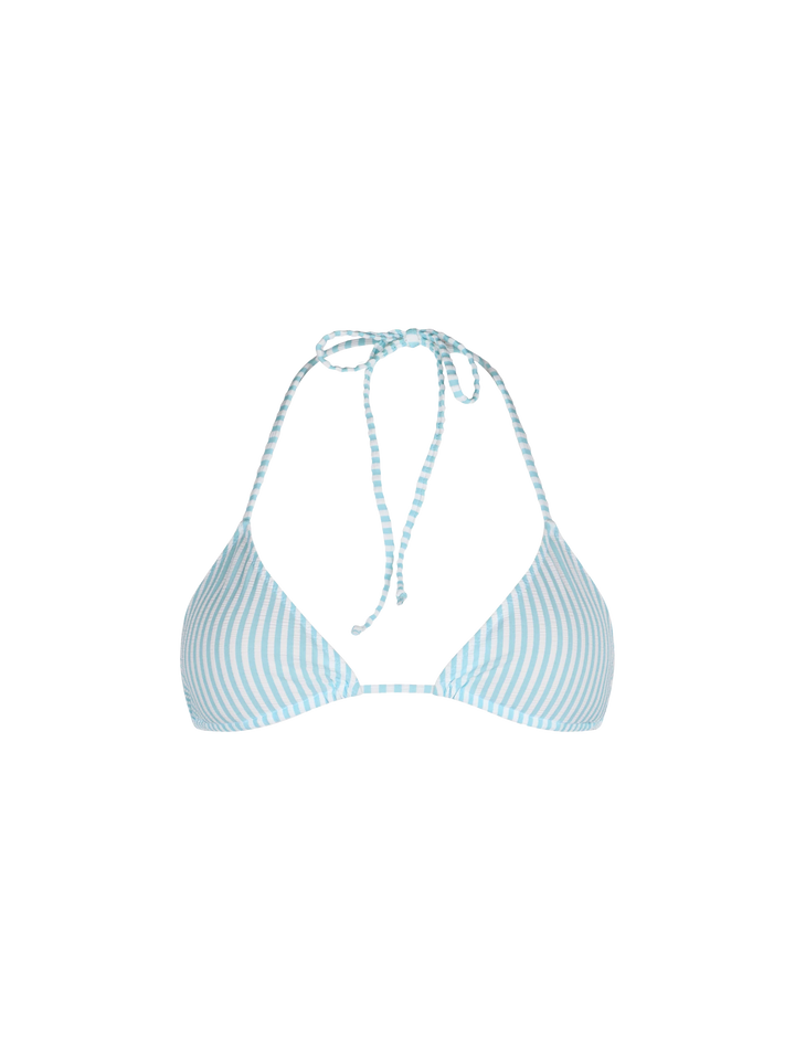 Woman seersucker striped triangle top swimsuit Leah