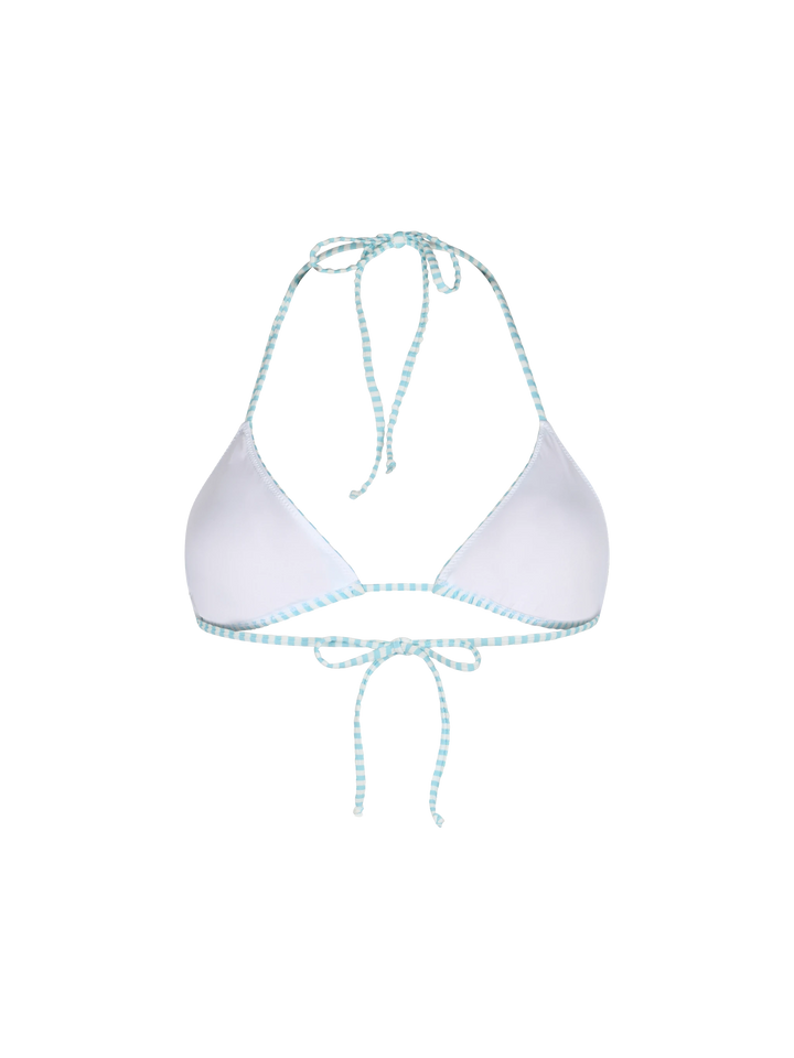 Woman seersucker striped triangle top swimsuit Leah
