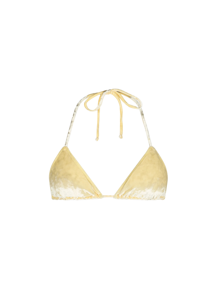 Woman yellow chenille triangle top swimsuit Leah