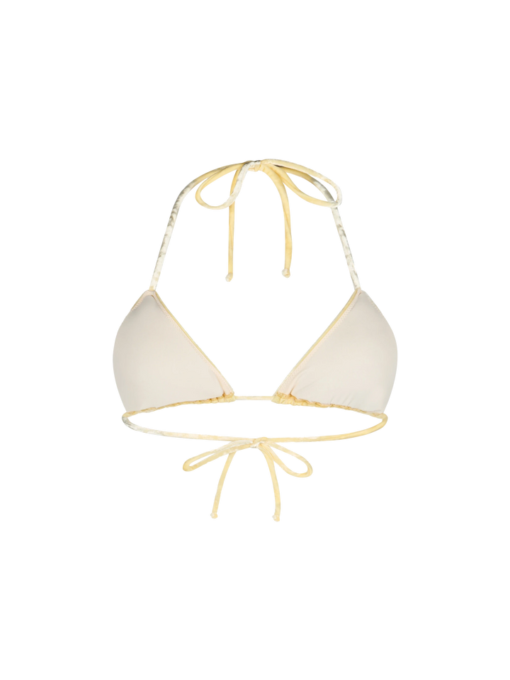 Woman yellow chenille triangle top swimsuit Leah