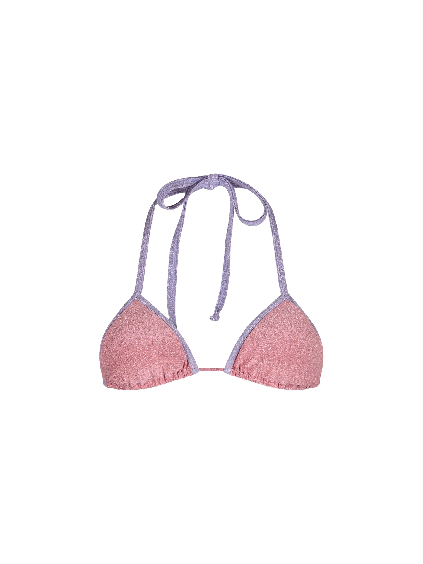Costume da bagno donna top a triangolo rosa Leah in lurex con profili