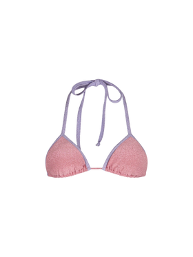 Costume da bagno donna top a triangolo rosa Leah in lurex con profili