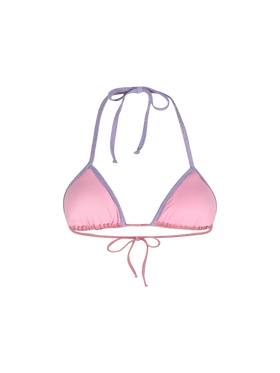 Costume da bagno donna top a triangolo rosa Leah in lurex con profili
