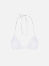 Costume da bagno donna a triangolo bianco crinkle