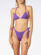 Bikini da donna a triangolo crinkle colore viola