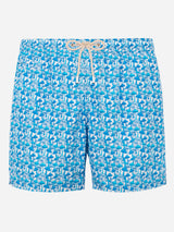 Man light fabric swim shorts with mushrooms print