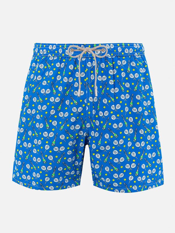 Man lightweight fabric swim-shorts Lighting Micro Fantasy with padel winner print