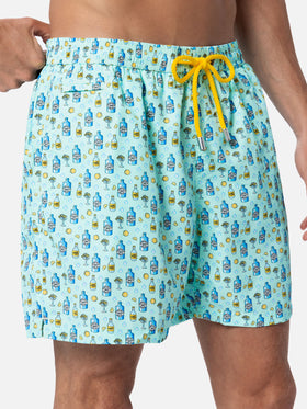 Herren-Badeshorts aus leichtem Stoff Lighting Micro Fantasy mit Gin-Tonic-Aufdruck