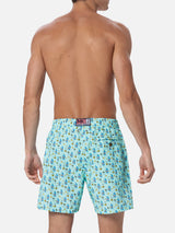 Man lightweight fabric swim-shorts Lighting Micro Fantasy with gin tonic print