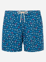 Man light fabric swim shorts with crab print