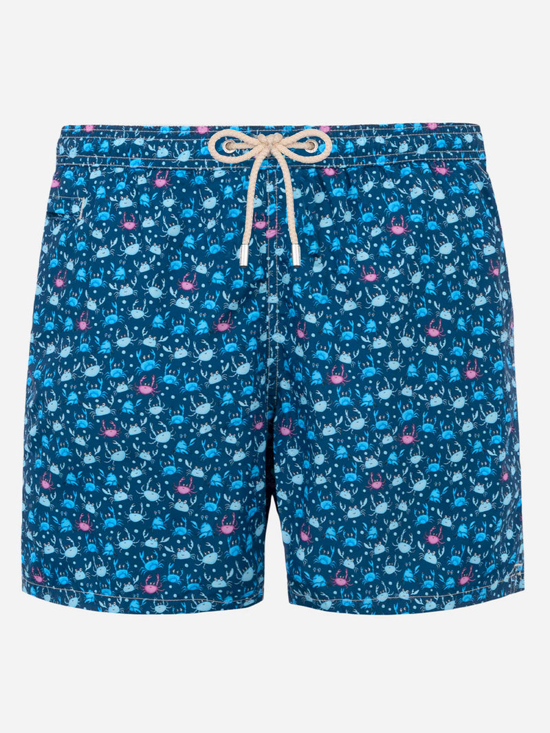 Herren-Badeshorts aus leichtem Stoff mit Krabbenprint