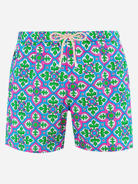 Herren-Badeshorts Lighting 70 aus leichtem Stoff mit Majolika-Print