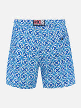 Man lightweight fabric swim-shorts Lighting 70 with majolica print