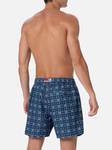 Man lightweight fabric swim-shorts Lighting 70 with majolica print