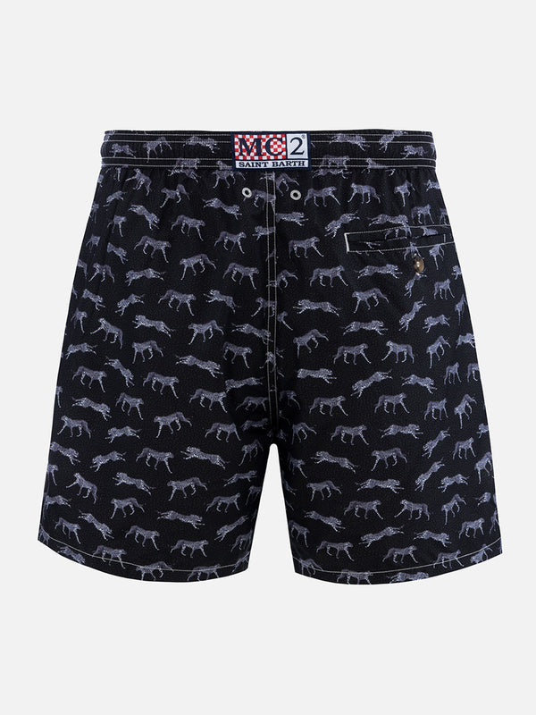 Herren-Badeshorts Lighting 70 aus leichtem Stoff mit Mikro-Cheeta-Print