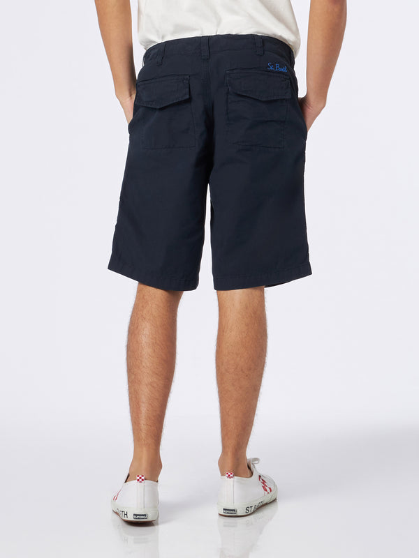 Man blue bermuda with side pockets