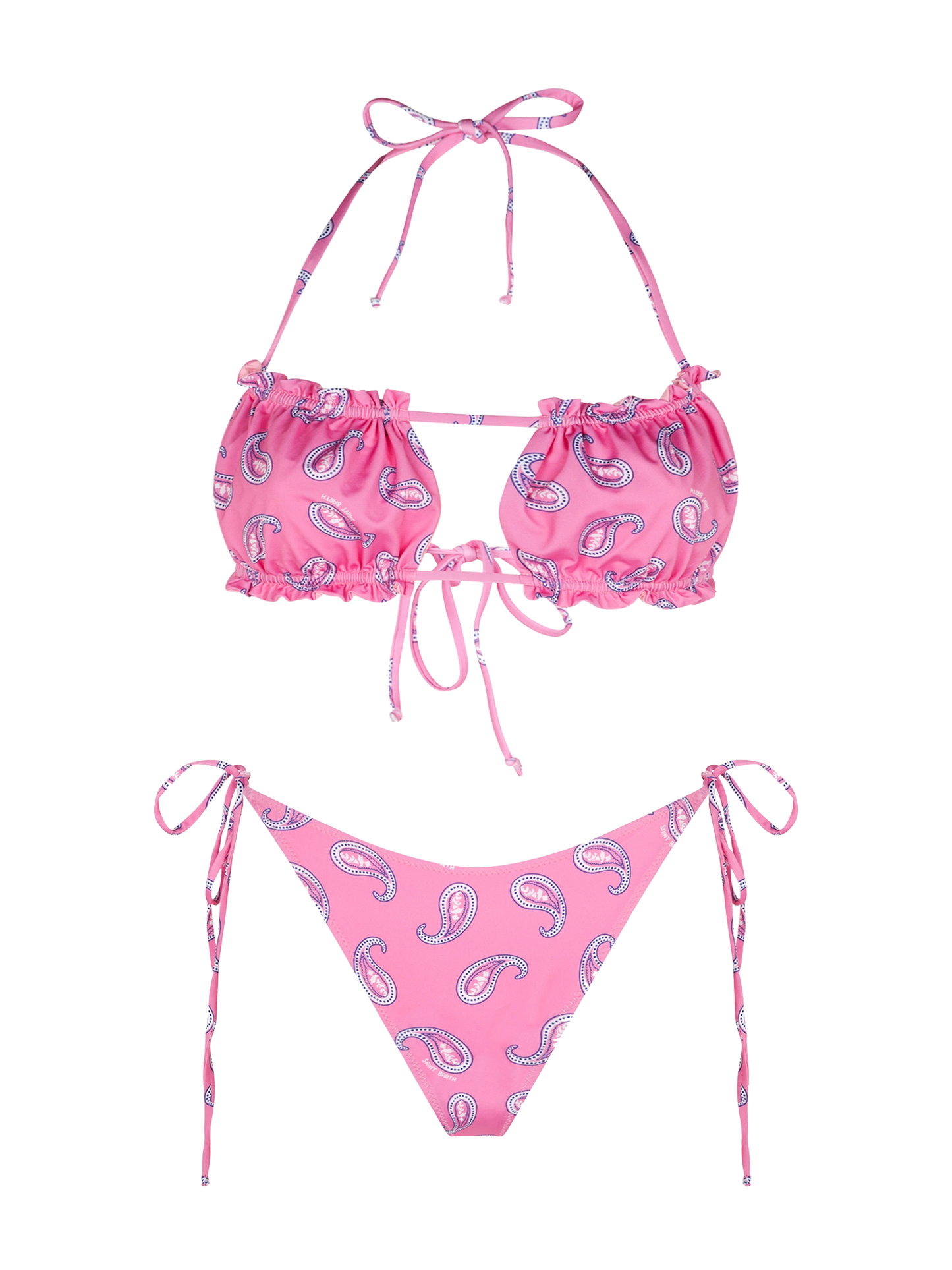 Woman bandeau bikini with paisley print