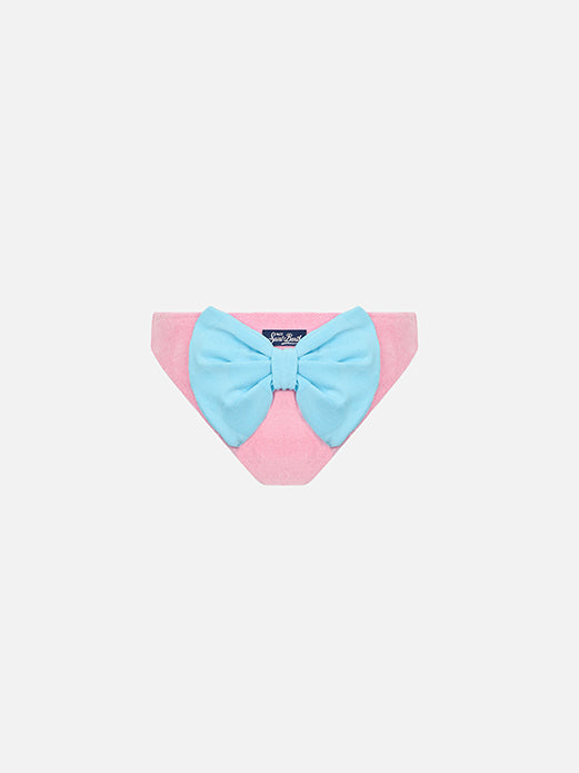 Girl pink terry swim briefs Madame with bow