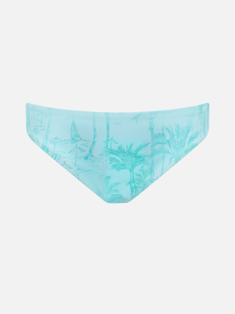 Girl swim briefs Madame with bow and toile de jouy print