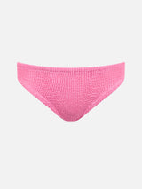 Slip da bagno da bambina rosa crinkle con fiocco