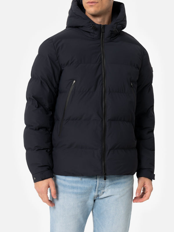 Man navy blue hooded puffer jacket Maier