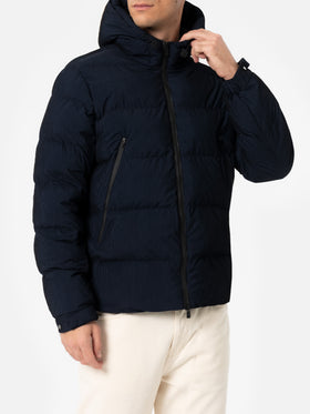 Marineblaue Pufferjacke in Cordoptik mit Kapuze für Herren von Maier