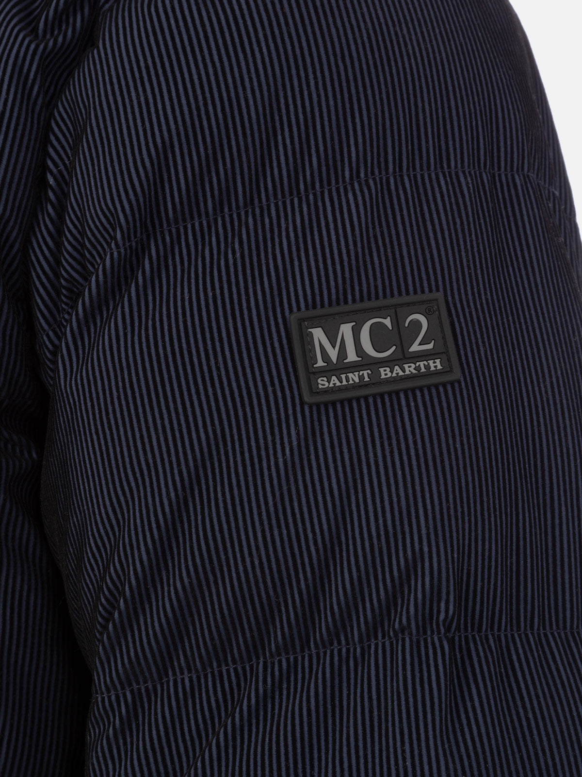 Marineblaue Pufferjacke in Cordoptik mit Kapuze für Herren von Maier