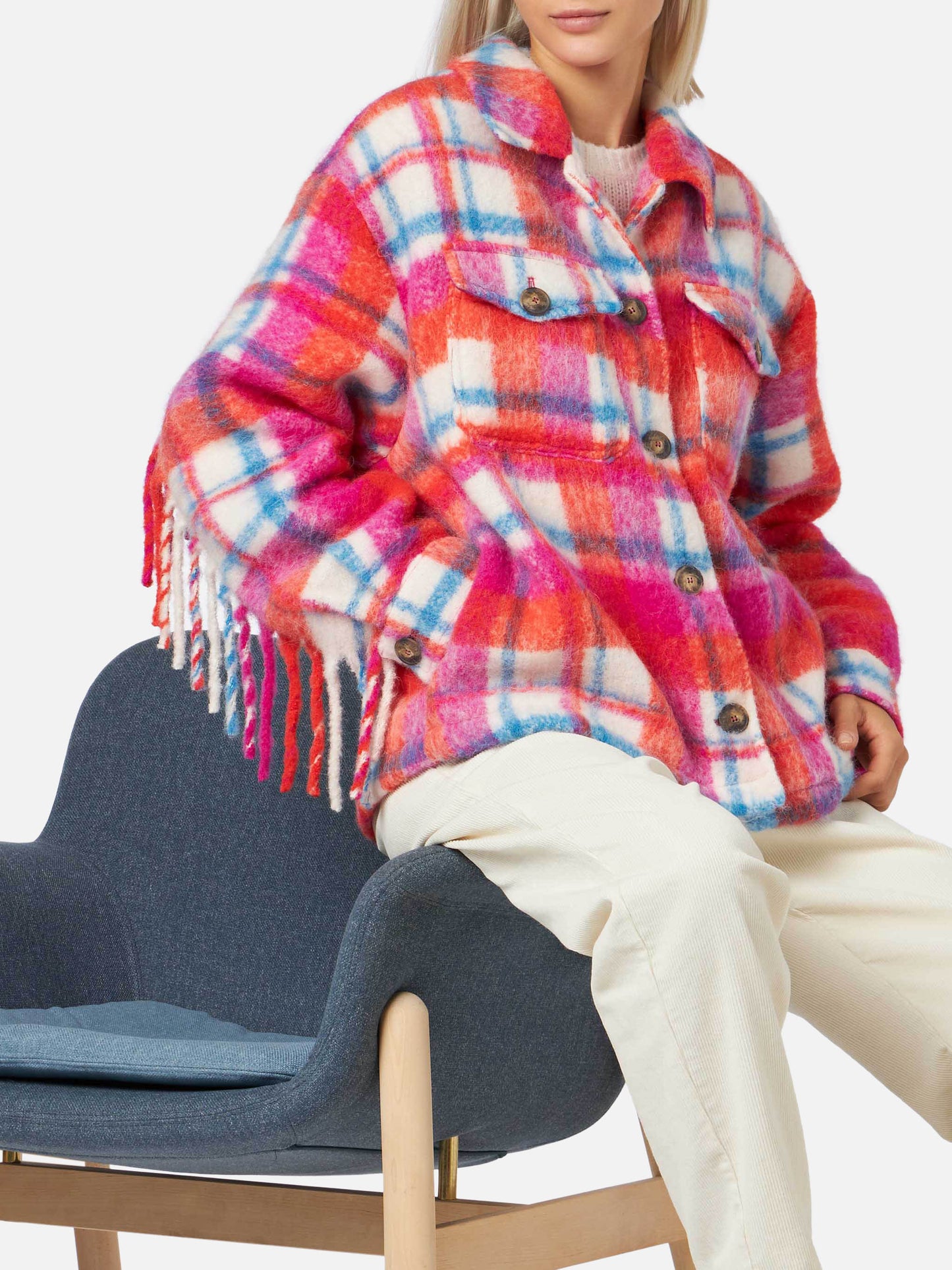 Giacca da donna overshirt con frange