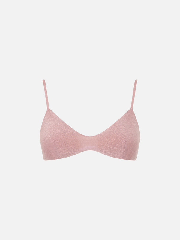 Bralette in lurex rosa