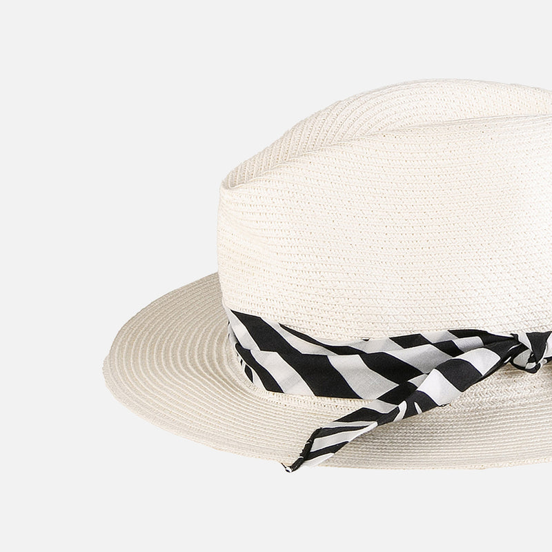 White paper hat with zebra print bandeau