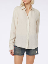 Camicia da donna in lino bianco sporco Meredith