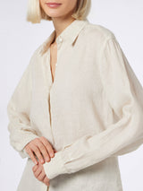 Camicia da donna in lino bianco sporco Meredith