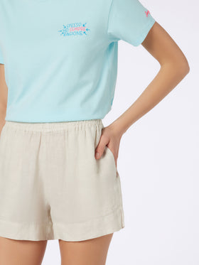 Meave cream linen pull up shorts - MC2 Saint Barth