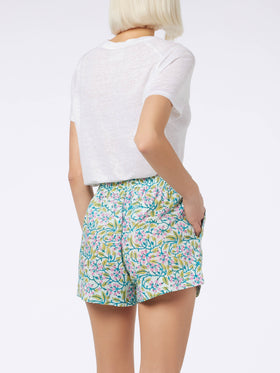 Woman cotton flower pull up shorts Meave - MC2 Saint Barth