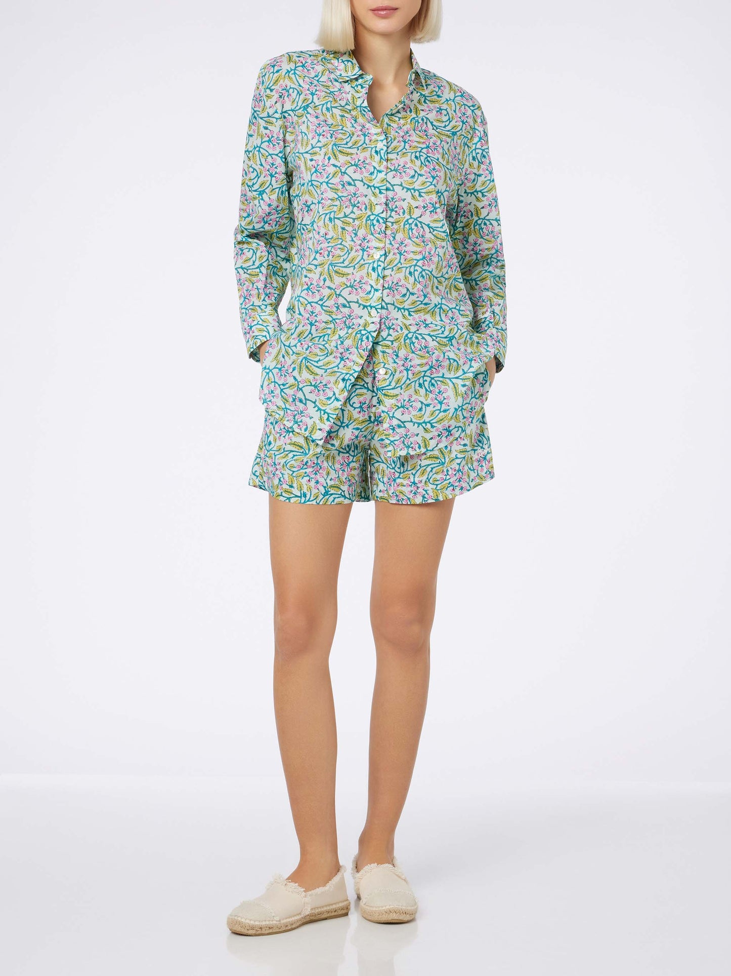 Woman cotton flower pull up shorts Meave - MC2 Saint Barth