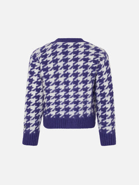 Cardigan crop da bambina con bottoni gioiello