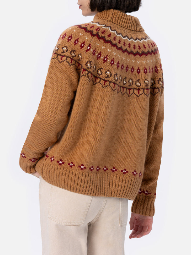 Woman cashmere blend sweater Meghan with nordic jacquard