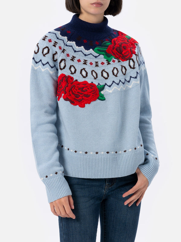 Woman cashmere blend sweater Meghan with nordic jacquard