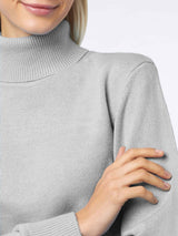 Woman mélange grey pure cashmere turtleneck sweater Moody