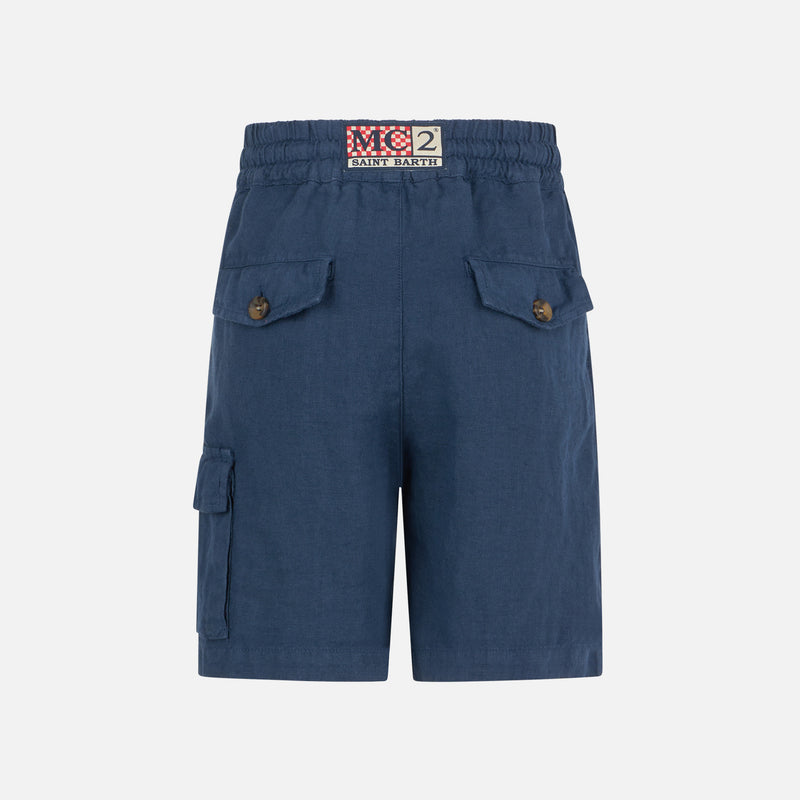 Bermuda da bambino in lino blu navy