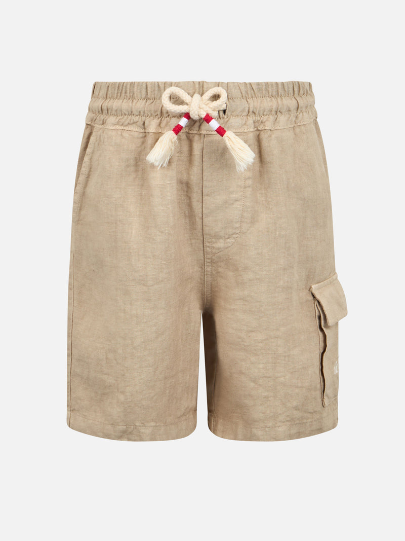 Boy beige linen bemuda Marseille Jr