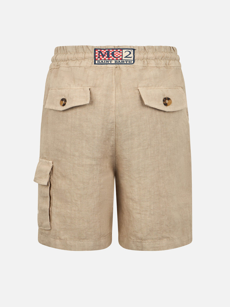 Boy beige linen bemuda Marseille Jr