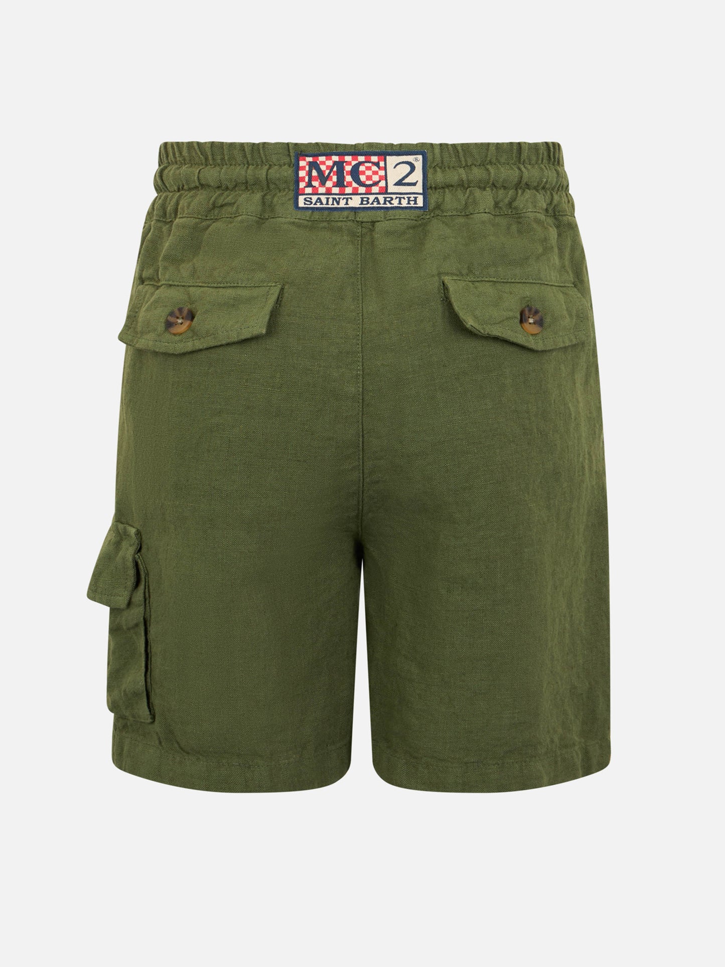 Jungen-Bemuda aus militärgrünem Leinen Marseille Jr