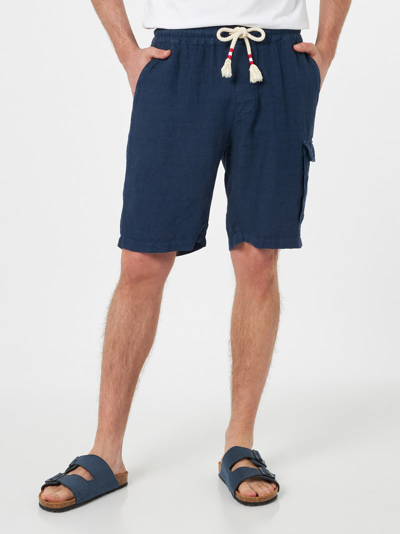 Man navy blue linen bemuda Marseille