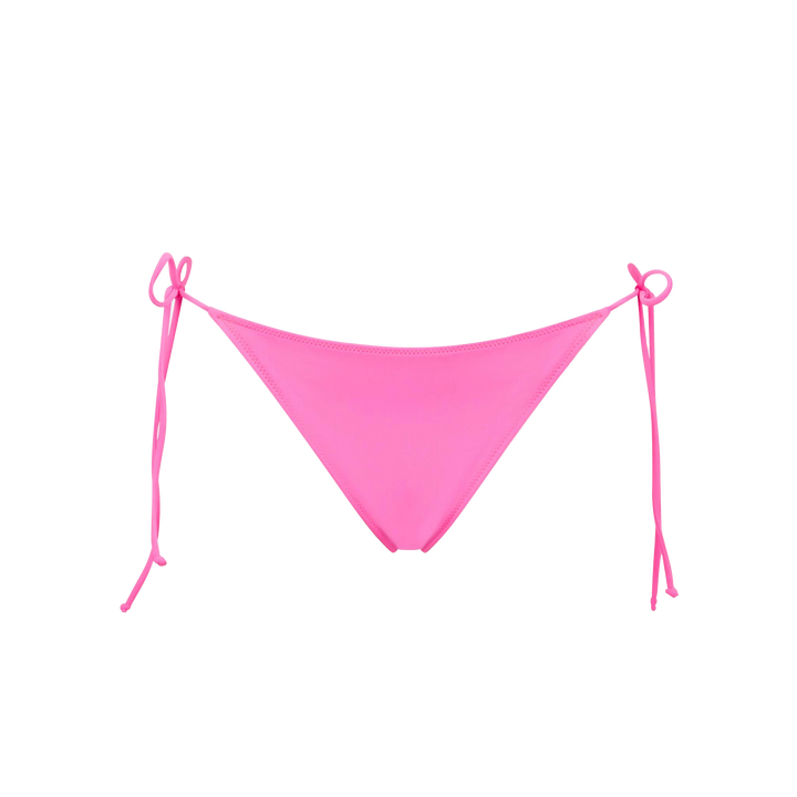 Woman fluo pink swim briefs with side laces