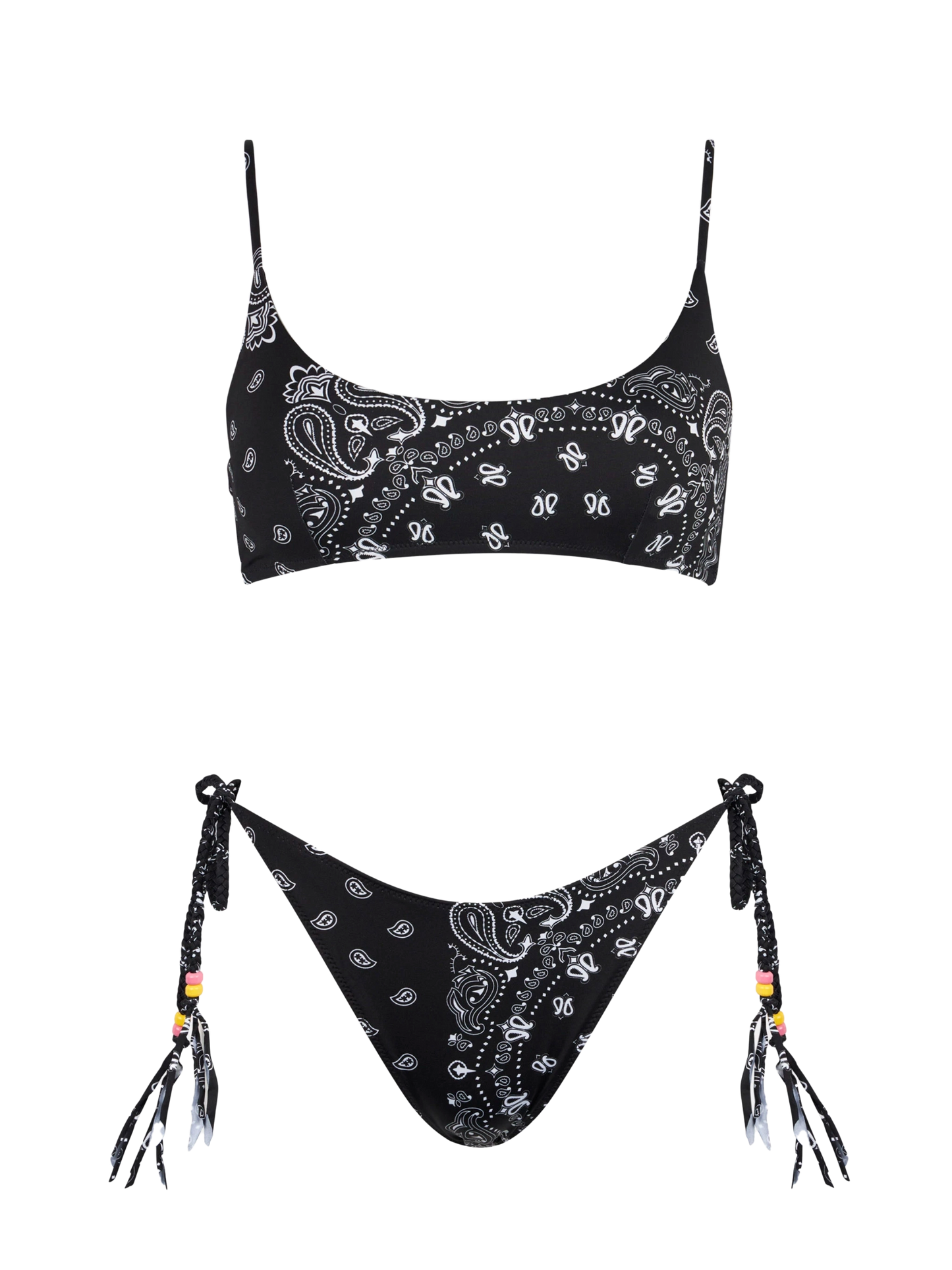 Woman bralette bikini with black bandanna print