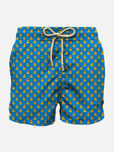 Man light fabric swim shorts with Christmas ducks print