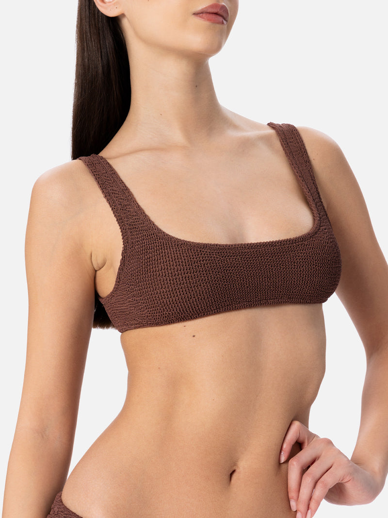 Brauner Crinkle-Bralette-Bikini für Damen Naima Elise